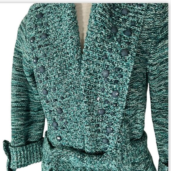 Jamie Gries gorgeous teal green midi sweater three quarter sleeve size XS - Picture 1 of 11